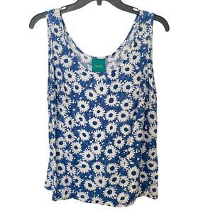 Canda Tank Top Daisy Floral Blue White Flowers Womens Size 38